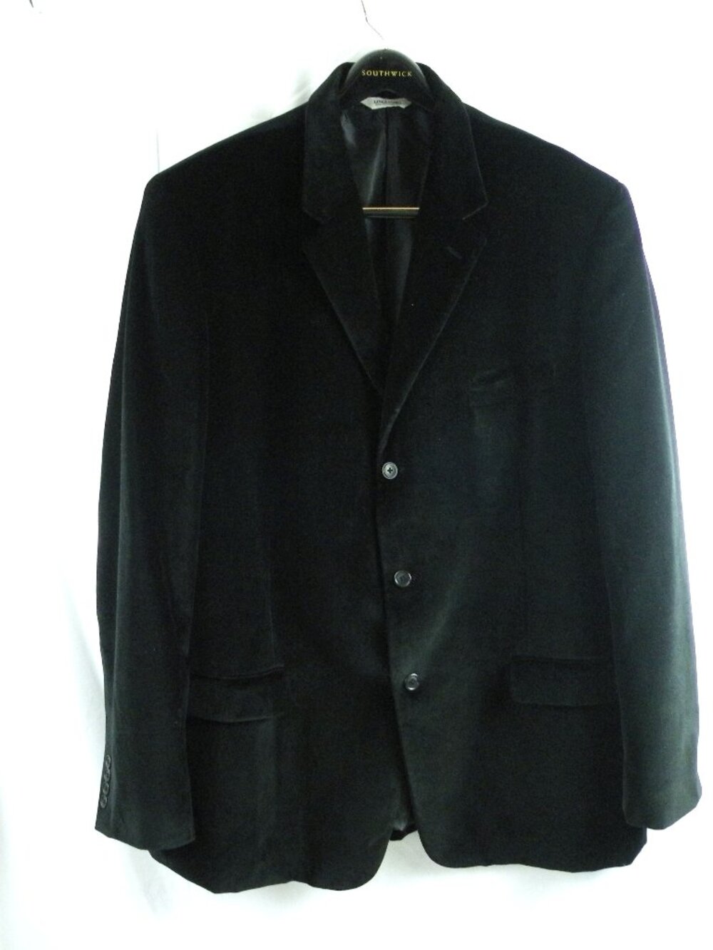 NWOT Linea Uomo Men’s Black Velvet Cotton Three-Button Blazer Jacket 50 X-Long